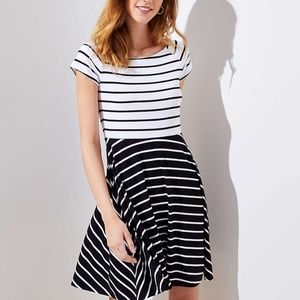 Ann Taylor Loft Mixed Stripe Flare Dress